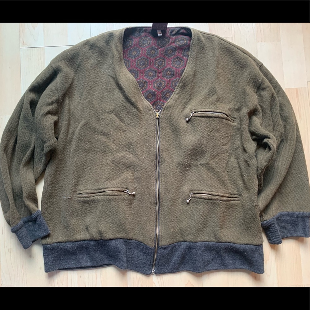 Vintage Hugo Boss Army Green Cardigan Sweater